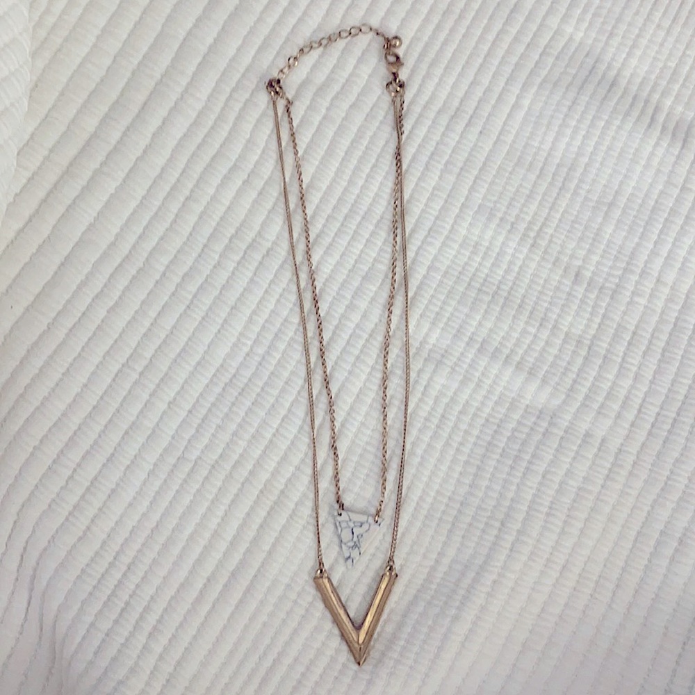 Dainty Marble and Gold Necklace